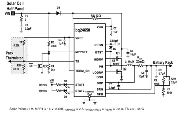 TI bq24650 typical application example